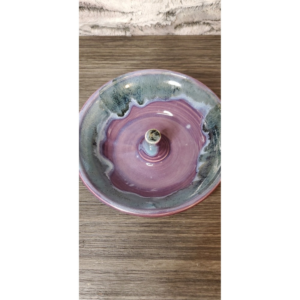 Studio Pottery 7" Purple Glazed Apple Baking Ring Jewelry Dish signed MSP 12